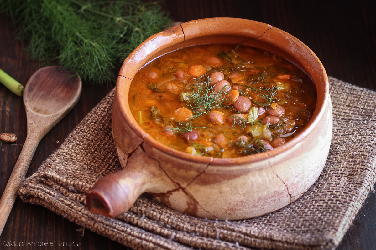 Zuppa di fagioli con Bitto e animelle di vitello